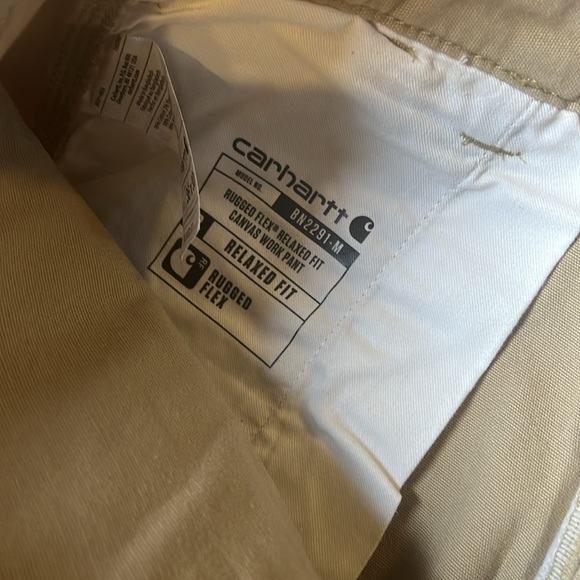 2 Pairs Carhartt Rugged Flex Relaxed Fit Canvas Work Pants Khaki Men Size 36x30 - Picture 8 of 13